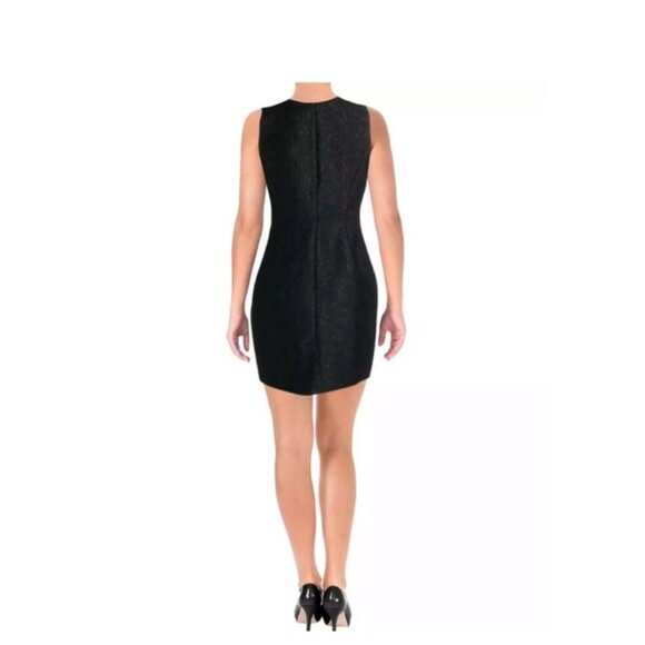 Halston Heritage Women's Sleeveless Embroidery Sheath Cocktail Dress - Picture 2 of 7